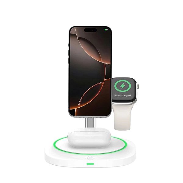 Ładowarka indukcyjna Tech-Protect QI15W-A46/3w1 Magnetic MagSafe - bia