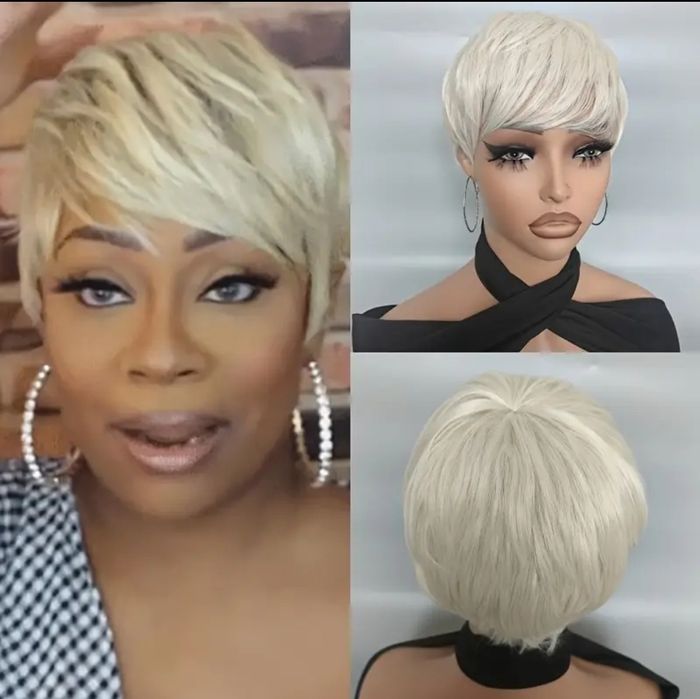 Krótka peruka platyna