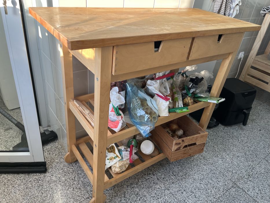 Carrinho de cozinha, bétula, 100x43 cm FÖRHÖJA ikea