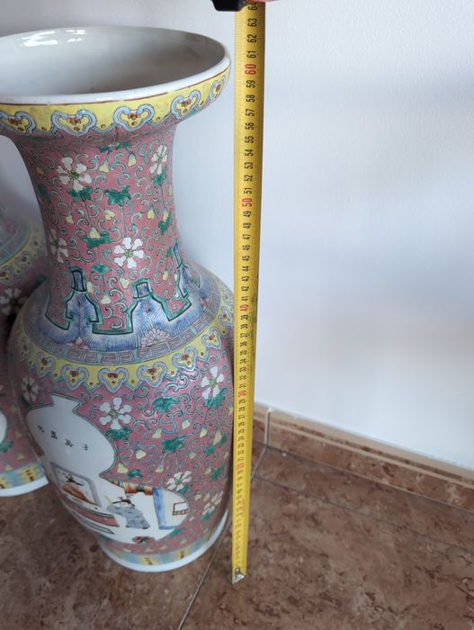 Conjunto 2 jarrões antigos chineses com selo