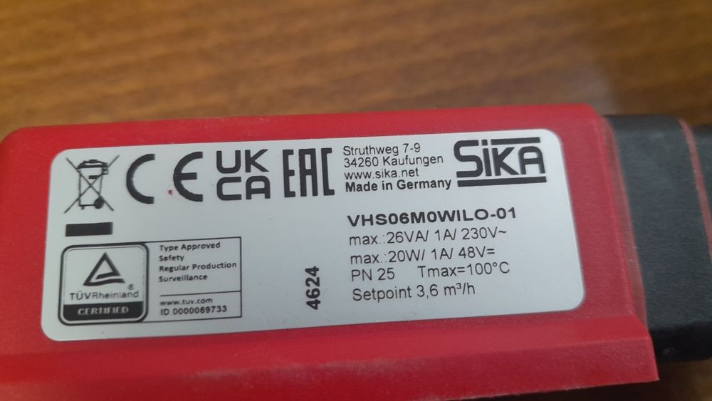 Czujnik przepływu, Flow switch SIKA VHS06