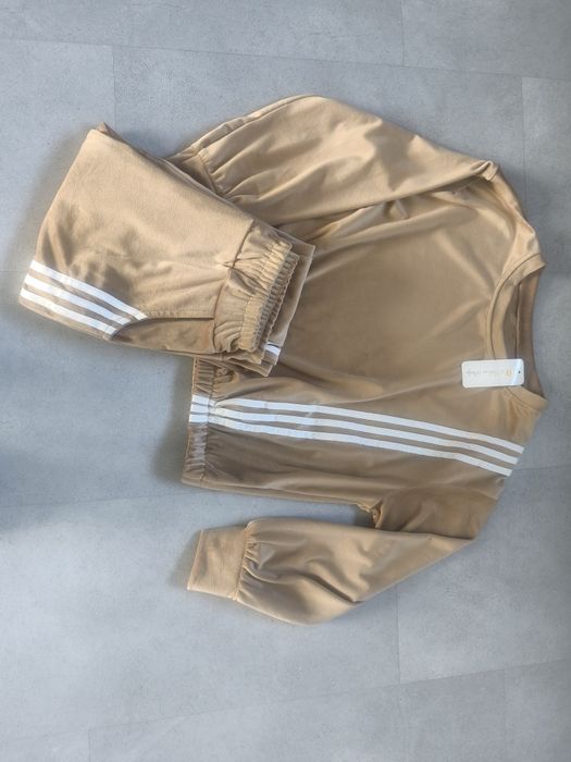 Dres welurowy z paskami / fango / made in Italy