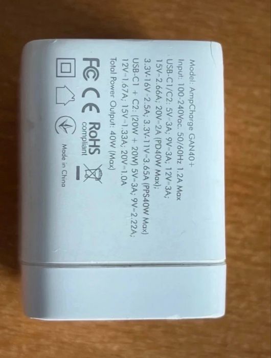 Carregador Rápido Energea AmpCharge GaN 40W duplo usbc ficha US