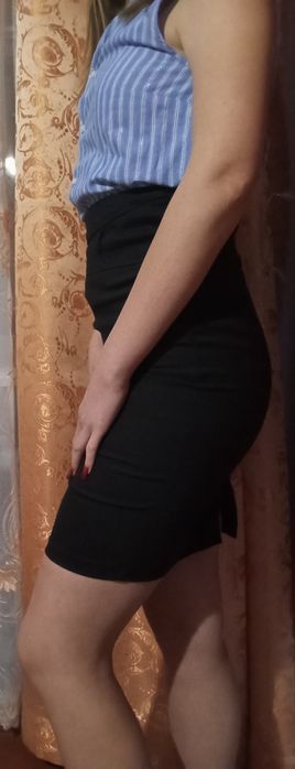 Легка жіноча сорочка H&M без рукавів, блакитна в смужку