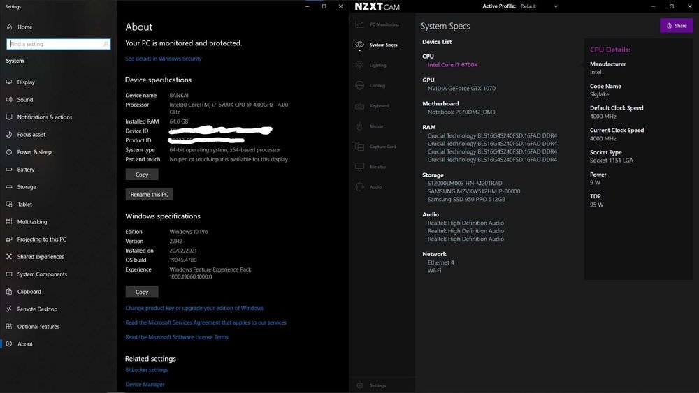 Portatil Clevo 17'' Mobile Workstation i7 6700k 64gb RAM e GTX 1070