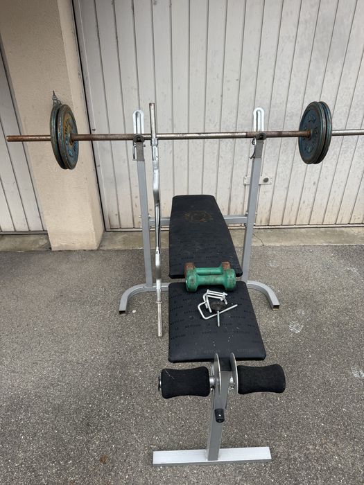 Ławka Kettler, sztanga i obciążniki 40kg, gryf łamany