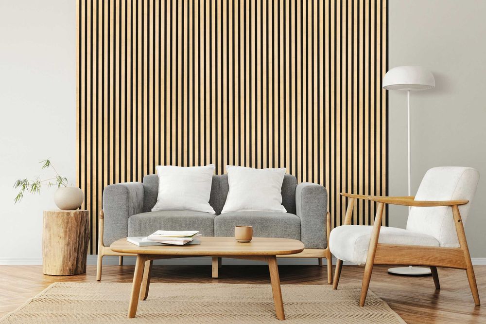 Lamele ścienne 275x45 cm na czarnym filcu Dąb Santa