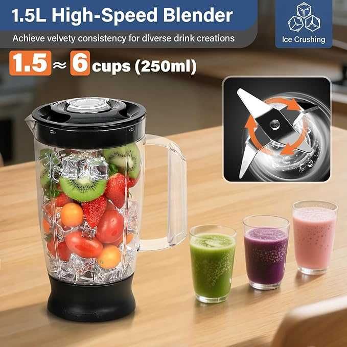 SNDOAS Robot kuchenny 1100 W, 3,2 l, mikser, rozdrabniacz