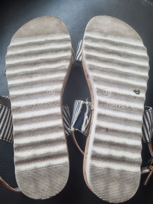 Klapki sandały damskie rozm. 38 Tom Tailor paski lato granatowe białe