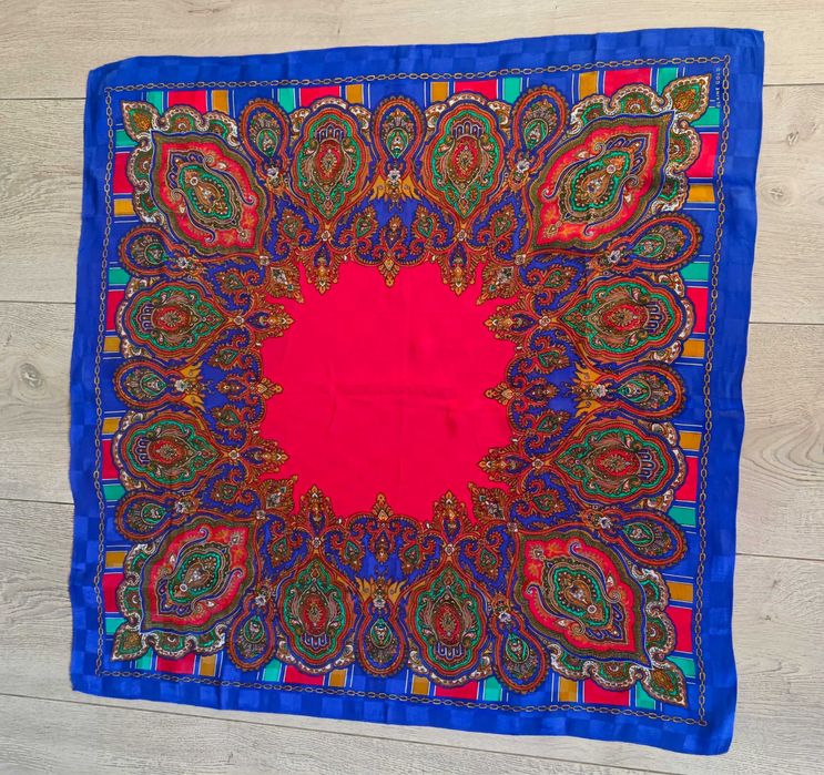 Jedwabna apaszka Elaine Gold, jedwabna chusta, apaszka vintage, lata80