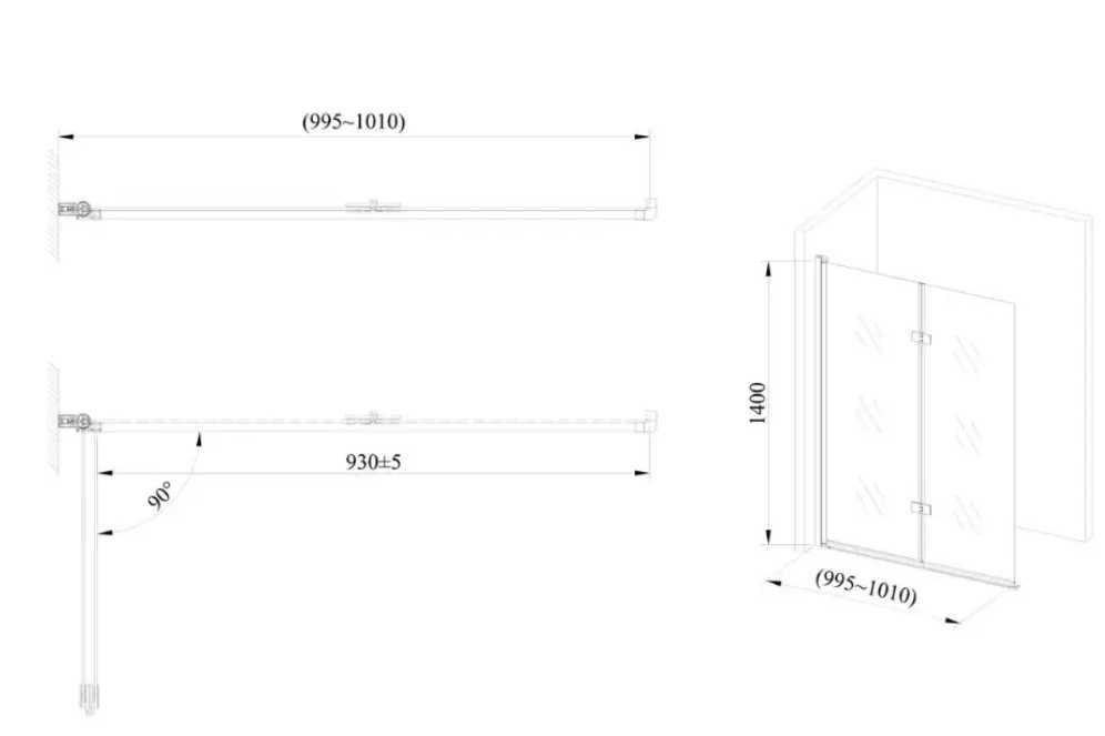 Скляна шторка для ванни Glass 100x140 Silver