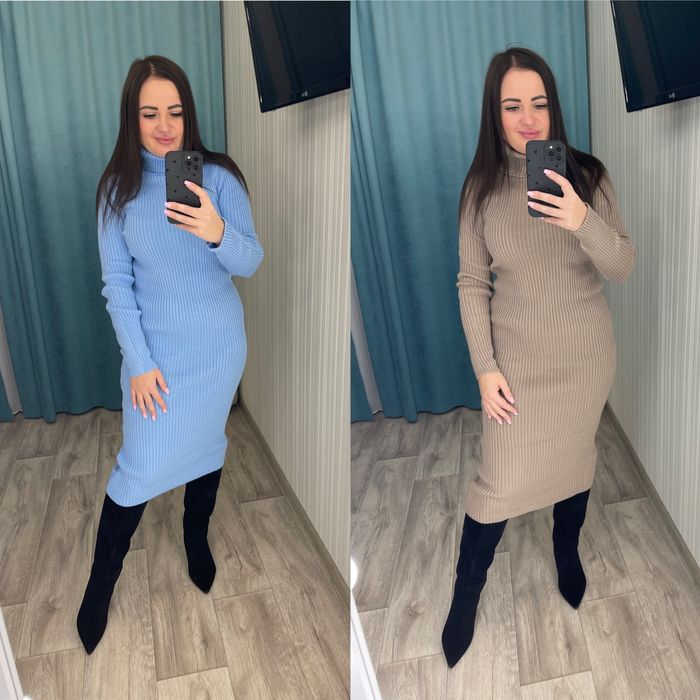 Женское вязаное теплое платье 42-48 Жіноча тепла сукня чорний,бардо