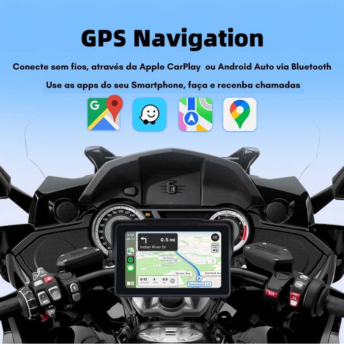 (NOVO) CarPlay | Android Auto Portátil para Mota 7" | Écran Tátil