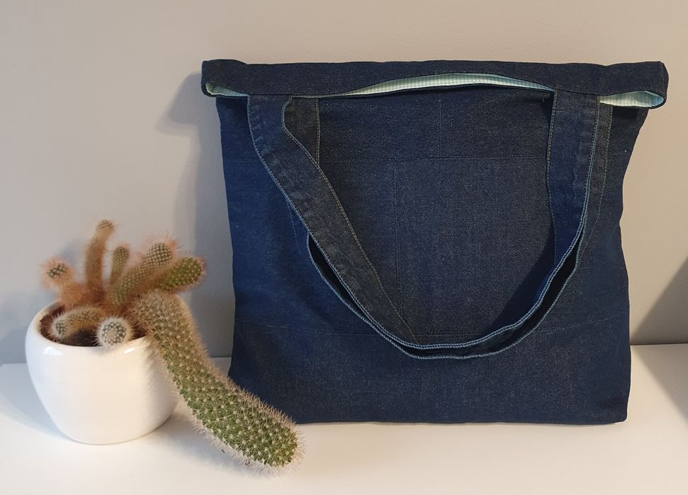 Torba jeansowa, shopperka, rękodzieło, handmade, na prezent