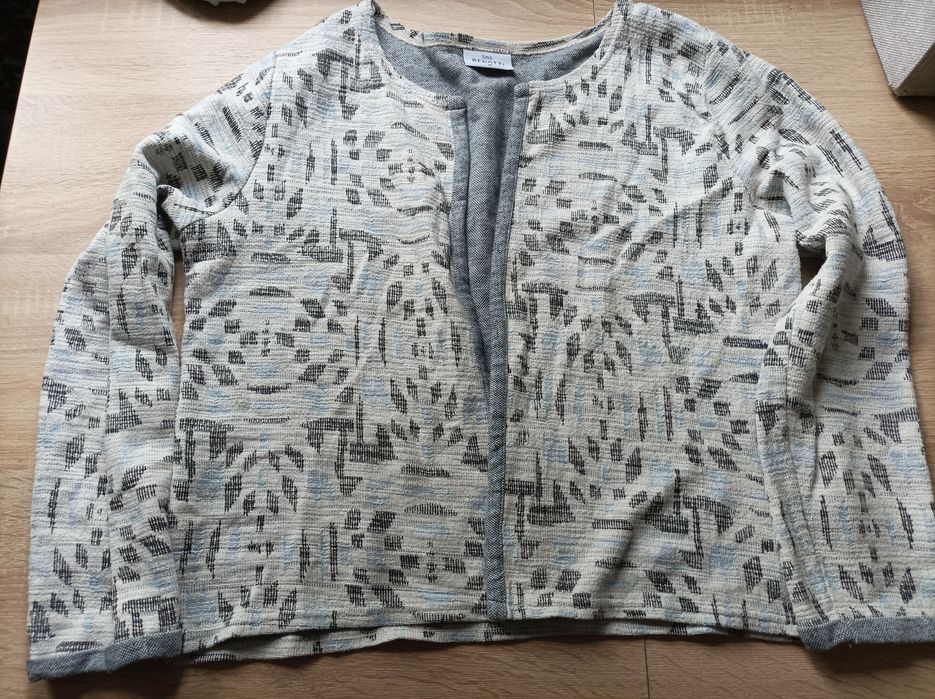 Gina Benotti, sweter/ kardigan, biały/ beżowy w kształty, XXXL