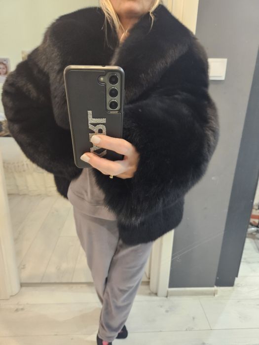 Futro lis czarny lsniacy