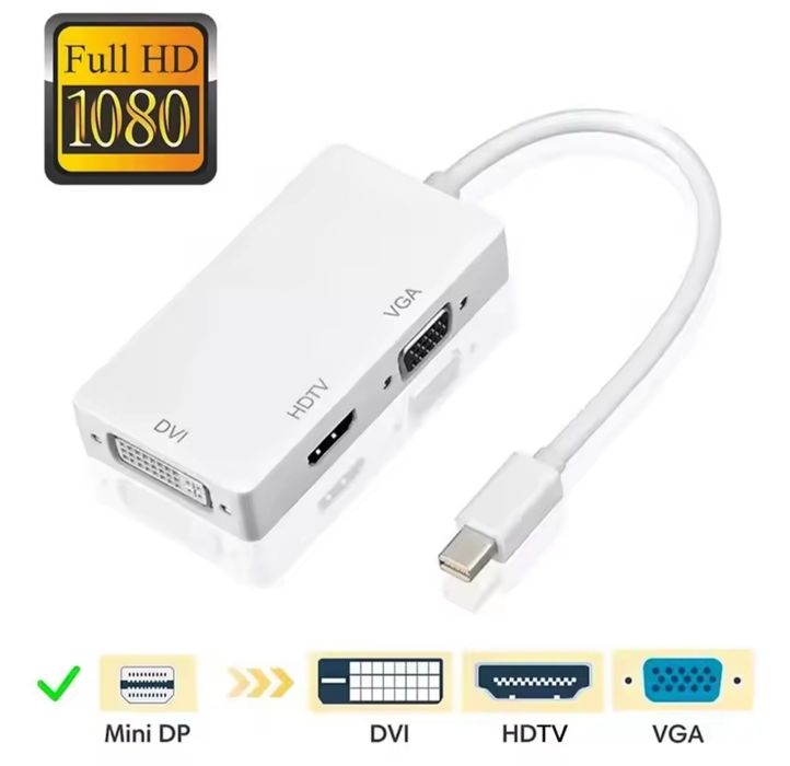 Mini display port para HDMI DVI E VGA 3 EM 1