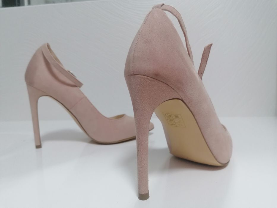 Buty na wysokim obcasie, pudrowy róż, 38