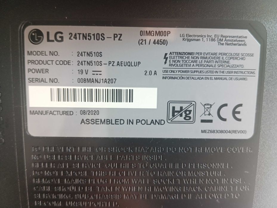 Monitor LG 24” com TV (24TN510S) – HDMI, ótimo estado