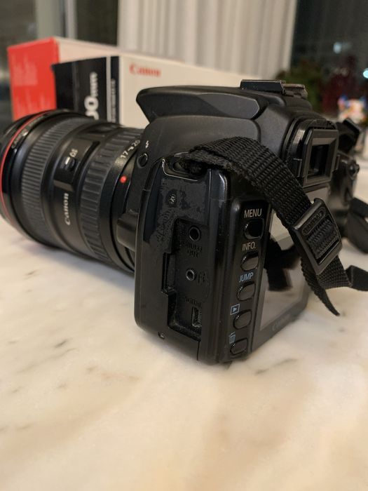 Máquina fotográfica Eos 350d com lentes, acessórios e mochila