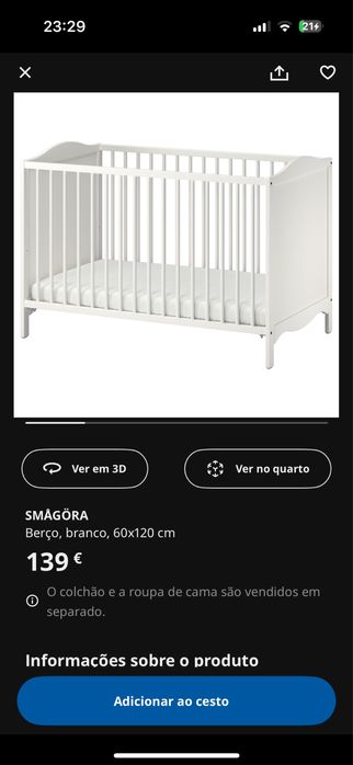 Berço SMAGORA + Colchao IKEA