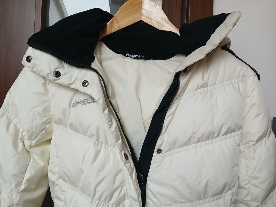 Bergans Kurtka Płaszcz Puchowy Perłowy Długi Xs