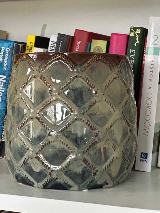 Doniczka ceramiczna, osłonka, kwiaty, ananas, Mirostowice, 14,5/19cm
