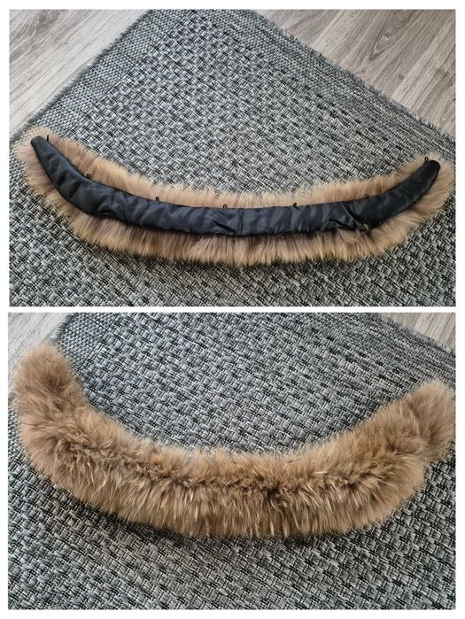 Jenot naturalny 79cm obszycie dopinka kaptura kołnierza  futerko
