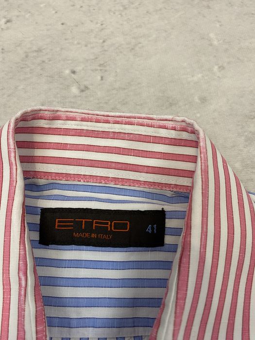 Etro męska koszula w paski len bawełna rozmiar 41