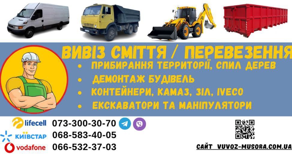 Вивіз буд сміття, контейнер, перевезення