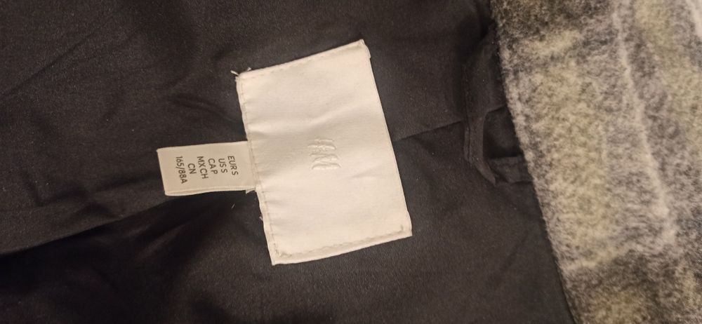Długi koszulowy płaszcz H&M w kratę S M L
