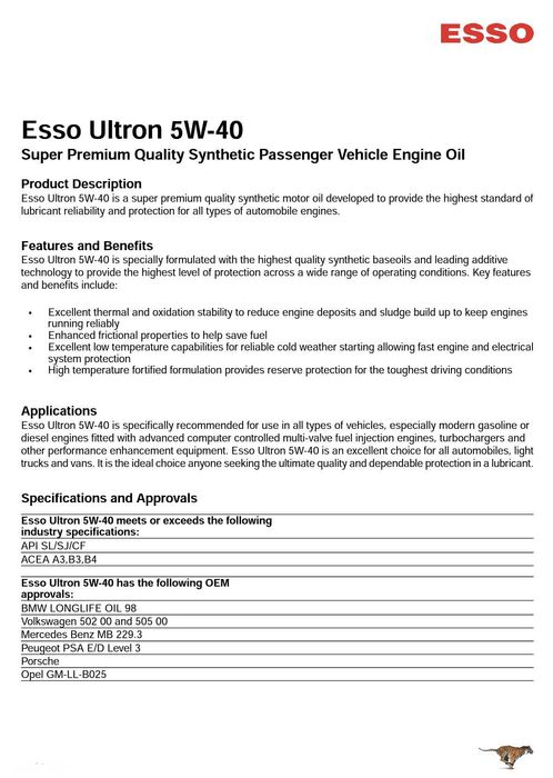 Peugeot 206 grelha de ar capot / Óleo Esso Ultron 5w40