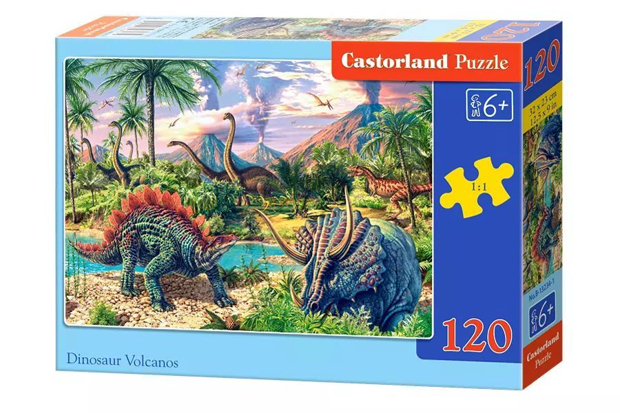 Puzzle 120 elementów. Dinosaur Volcanos. Castorland. Nowy Produkt