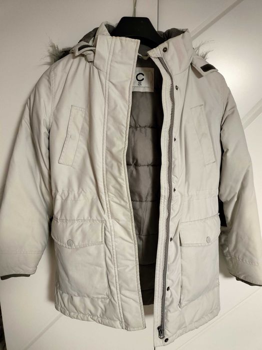 kurtka zimowa dla dziewczynki CUBUS AS 152cm biała z kapturem