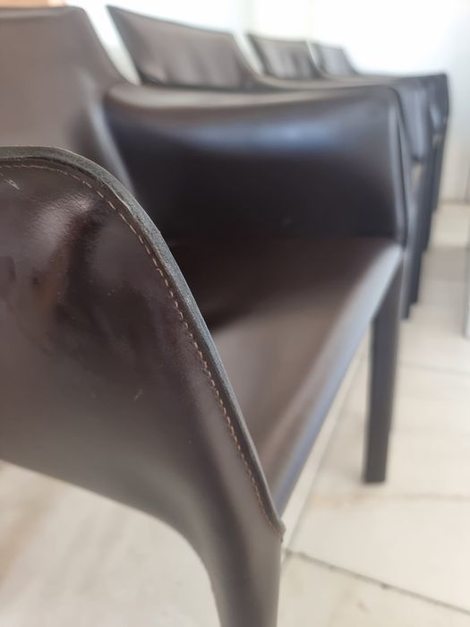 8 Cadeiras  Matteo Grassi, Cocoa Saddle Leather Chair,  Italy, 1970s