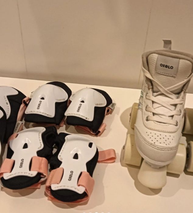 Patins brancos com proteções