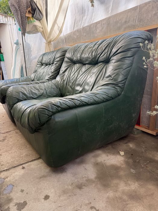 Sofás em pele verde