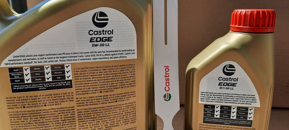 Olej Castrol EDGE 5W-30 LL 6L (5L+1L) + zawieszka serwisowa Castrol PL