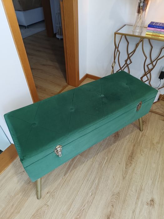 Banqueta veludo verde esmeralda