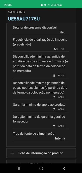 Samsung tv semi-nova