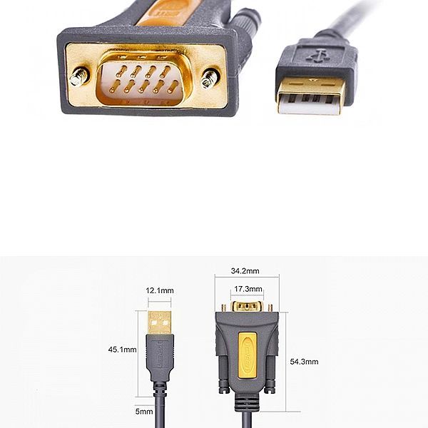 Ugreen kabel adapter Usb-a - Db9 Rs-232/1.5m szary (cr104)