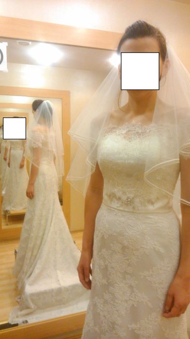 suknia ślubna, r.38, ecru, syrena koronka