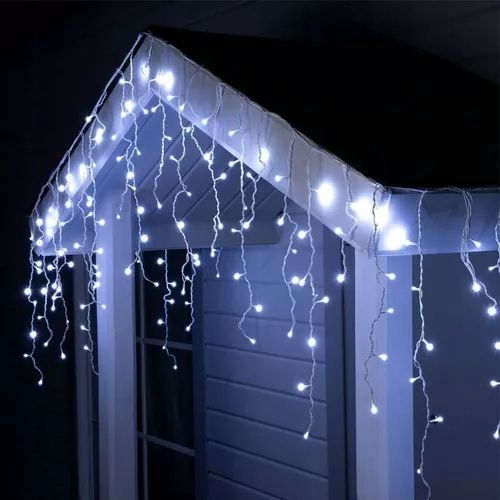 sople flash 500 led zewnętrzne białe zimne lampki +niebieski flash