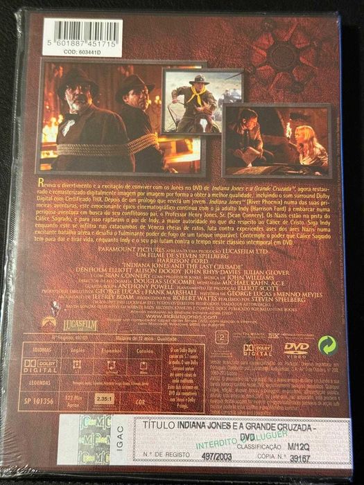 DVD do filme Indiana Jones e a grande cruzada [Novo]
