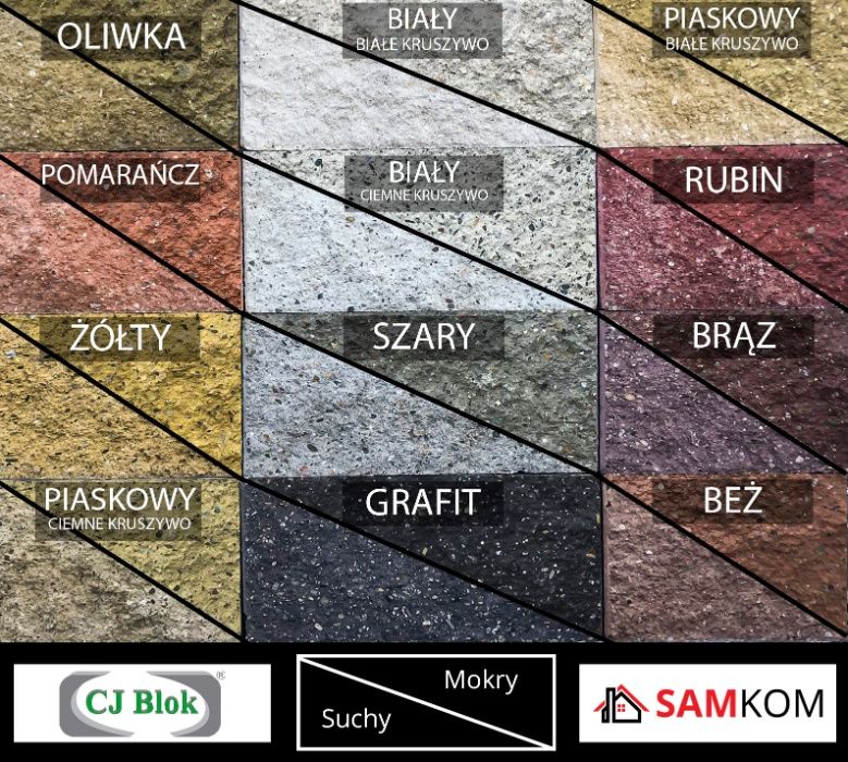 Pustak oporowy skarpowy mur ogrodowy prosty łupany biały