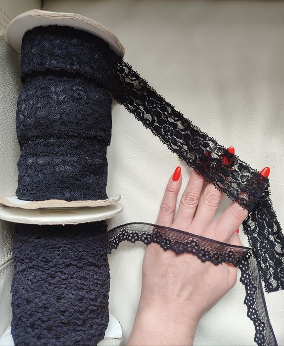 Koronka taśma koronkowa elastyczna czarna