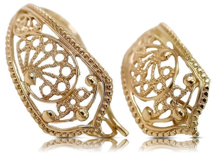 Kolczyki z  różowego 14k złoto 585 kwiatek Vintage ven179 Gdańsk
