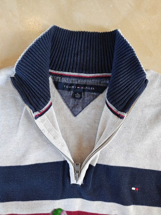 Tommy Hilfiger Quarter-Zip sweter zamek - Elegancki XL