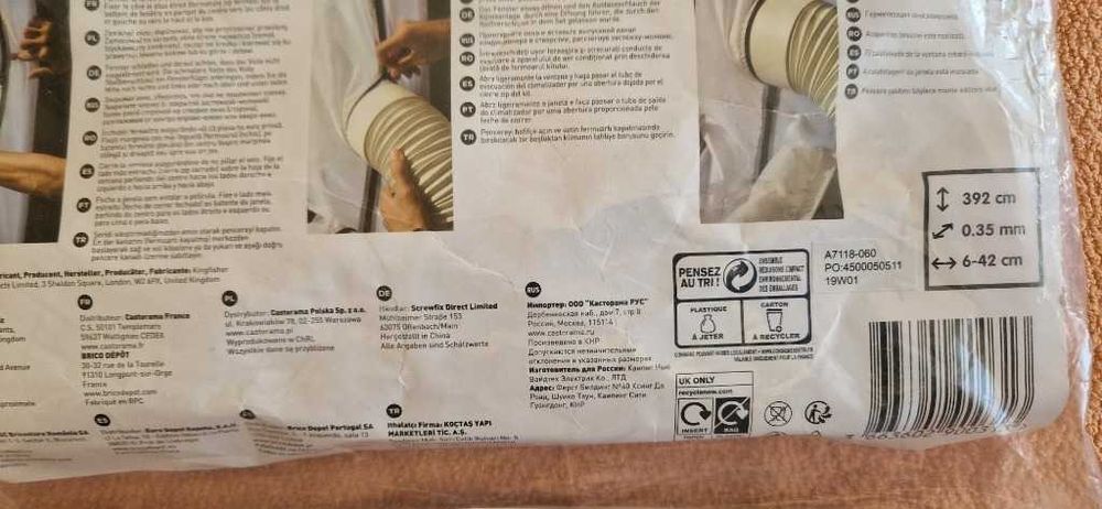 Uszczelka okna, okienna do klimatyzatora przenośnego 4m