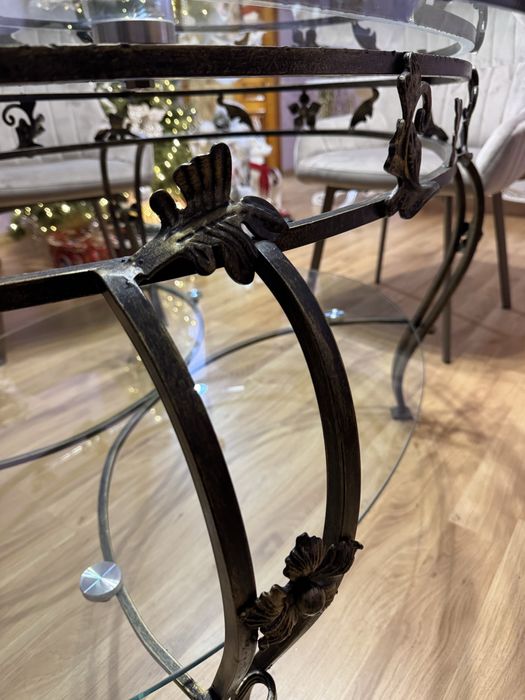 Кований скляний столик